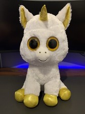 Ty Unicorn Pegasus White Gold Horn Plush Stuffed Animal 18" Large Teddy