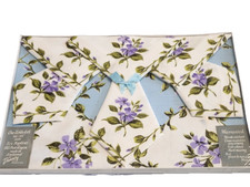 Vintage Dunmoy Ireland Tablecloth & 6 Napkins Set Rayon Floral 50x70” Boxed New