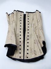 Vollers Embroidered Corset Under Bust Lace Up & Over Lock Metal Boning Hip Gores
