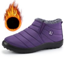 Womens Fur Lined Snow Ankle Boots Ladies Winter Warm Waterproof Flat Shoes UK