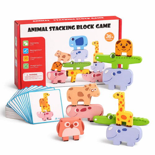 Wooden animal stacking blocks - wooden,