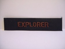 Vintage Boy Scouts Badge EXPLORER Handmade stitched gold & green badge.