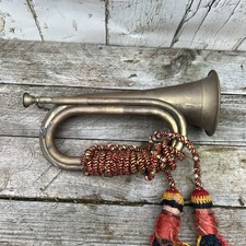 Vintage Brass Military Bugle Early 19th Century & Silk Tassels