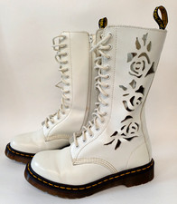 Dr Martens White Rosie Boots Womens 14 Eye Hole Black Size UK 5 EU 38