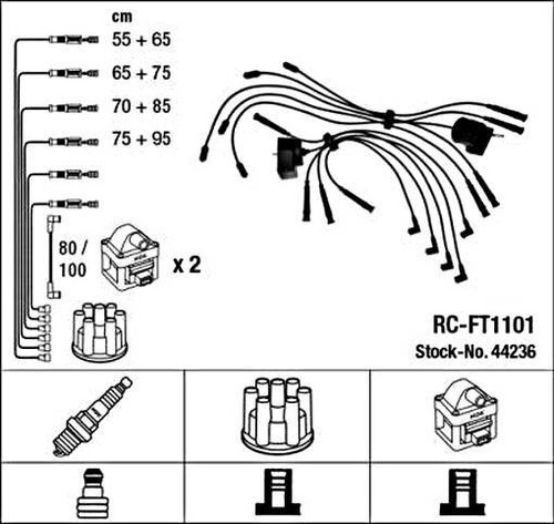 Black ignition cable - ignition, kit