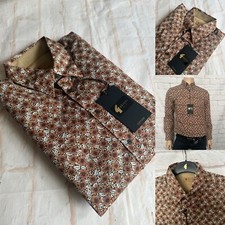 Gabicci Vintage Casual Shirt, Medium, Walnut Floral, Ltd Edition, Cotton, BNWT