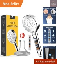 Filter Shower Head & Hose 2m - 6 Modes Chrome High Pressure Water Softener