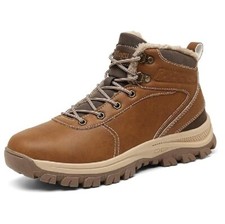 Mens Winter Boots Waterproof Warm Non-Slip Outdoor Trekking Uloguo Camel 8 UK