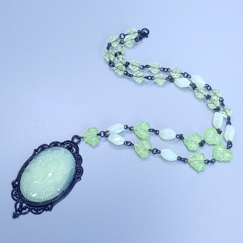 Uranium glass pendant cameo - uranium,