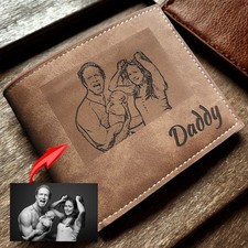 Personalised Photo Wallet With Coin Pocket Vegan Leather Custom Gift Men Daddy 
