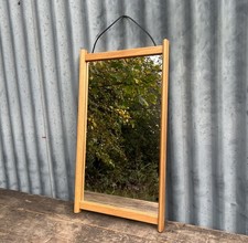 Vintage AB Nybrofabriken Sweden Oak Wall Mirror Mid Century 1960s