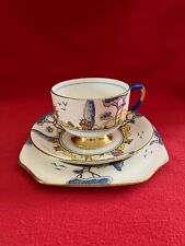 c 1930 Carlton Ware art deco hand painted trio #6 "Sylvan" pattern