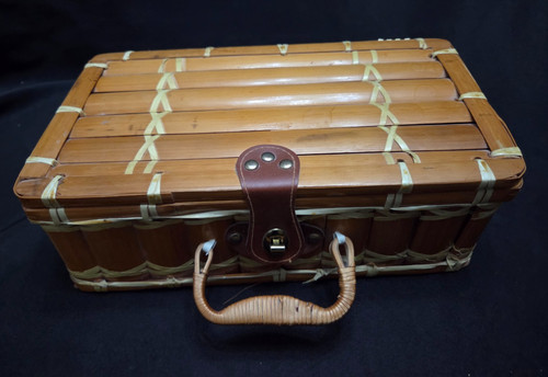 Vtg bamboo handmade suitcase - handmade,