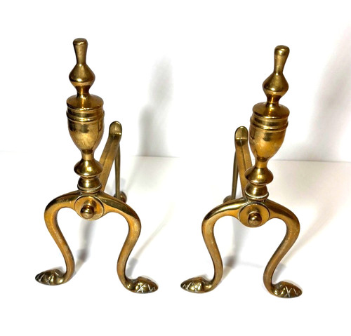Vintage solid brass fire dogs - solid,