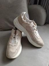 Massimo Dutti Trainers In Beige Leather Size UK 7 /41 Vgc