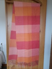 Brora pink and yellow check cashmere scarf