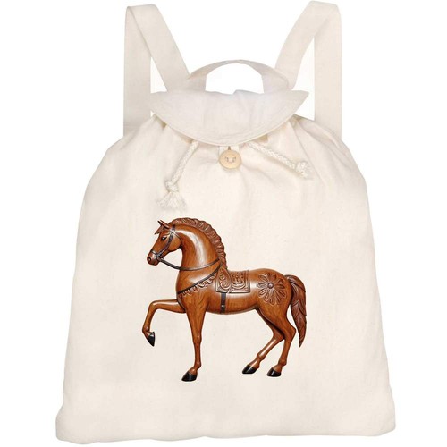 Carved horse canvas rucksack - 'carved,