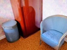 Lloyd loom chair and bedside table/basket