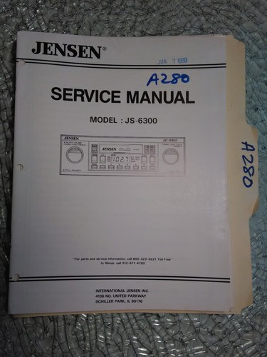 Jensen 6300 service manual - service,