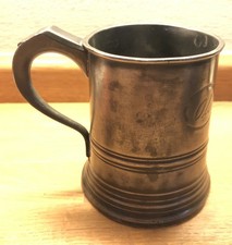 Antique Pewter Tankard 1/2 Pint “ Old Crown Inn” Hallmarked.lovely Patina ER 590