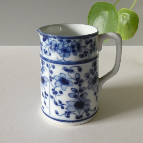 Vintage jug small blue white - jug,