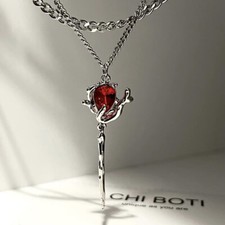 Ruby Rose Flower Necklace