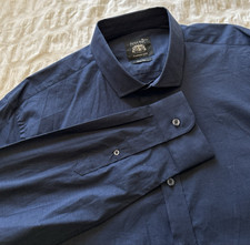Savile Row Company Slim Fit Shirt Navy Blue Long Sleeve Smart Casual Size XL NEW