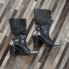 Black Leather Snakeskin Cowboy Boots