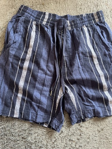 Blue striped linen mix - linen,