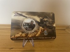 Royal Air Force Guy Gibson 50c Coin Silver Layered + Card + 499 Edition Limit