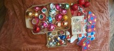 Vintage Christmas xmas decorations Tree glass Baubles garlands concave