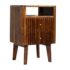 Ridged Bedside Solid Wood