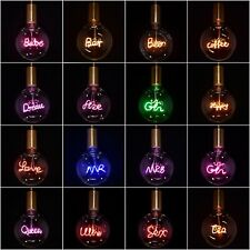 LED Neon Text Light Bulb 4W E27 Dream Happy Coffee Tea Bar Love Wine Mr Mrs Beer