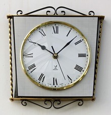 Vintage 26cm Jaz Wall Clock - Retro French Mid Century Ornate Black Metal Gift