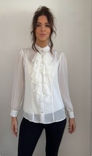 Monsoon White Ruffle Front