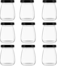 9x Glass Milk Bottles 100ml With Black Lids Small Decorative Jars Danmu Art