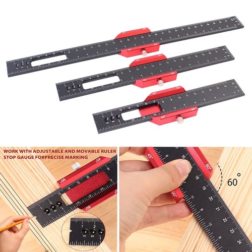 Metal slide stops pocket ruler - slide,