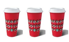 3 Starbucks Cups Red Reusable