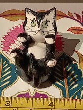 Bryony / Philip Laureston Tiny Cat , vintage vgc black and white with green eyes
