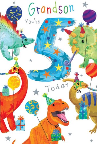 Grandson 5th birthday card - card, age
