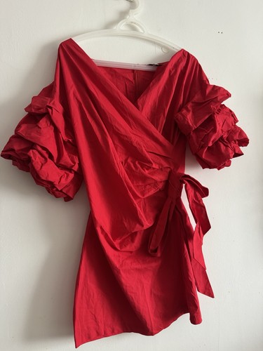 Lioness red wrap dress neck - red,