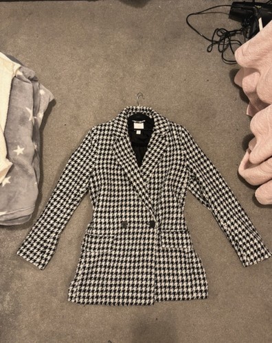 Dogtooth black white blazer - black,