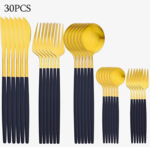 30pc gold black stainless - gold,