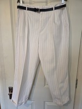 Zara White/black Pinstripe Peg Leg Trousers Size XL