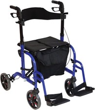 AIDAPT Duo Deluxe Rollator and Transit Chair in One Colour Blue VP184BLUE