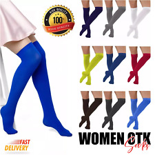 Over The Knee Socks Long Stretch Plain Cotton Thigh High OTK Socks UK SIZE 4-6