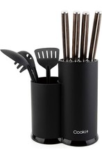 Knife Block Stand Holder For Kitchen 2 in 1 Round Kitchen Knife Block Only Black