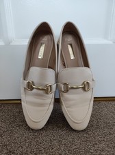 Beige & Gold Faux Leather Slip On Shoes Size 5 Primark