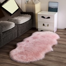 Fur Sheepskin Rug Sofa Chair Cover Seat Pad Round Irregular Living Room uk
