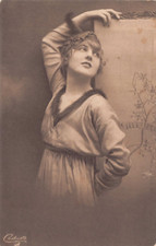 POSTCARD - EDWARDIAN GLAMOUR - BRIGHT GIRLHOOD - TUCKS - GIRL AGAINST SCREEN
